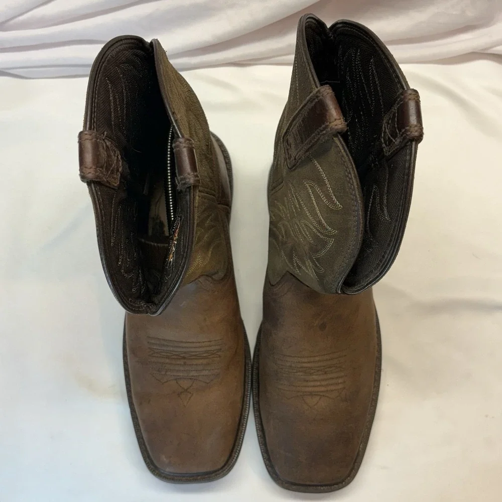 Ariat Boots Mens Size 11 D Groundbreaker Steel Toe Work Brown Leather Pull On